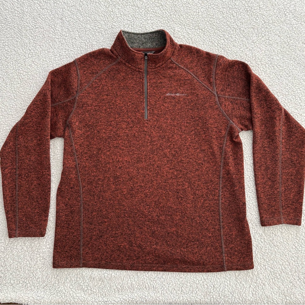 EDDIE BAUER Men’s 1/4  Zip. Burnt Orange Color. Size 2XL. Pre-owned. Excel Cond.
